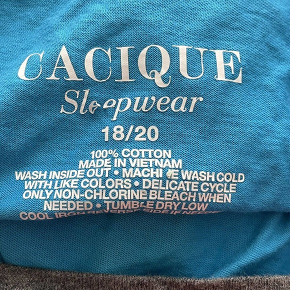 Cacique Sleepwear Pajama Top 1X Women's Plus Size 18/20‎ Blue Animal Print PJ - Picture 2 of 11